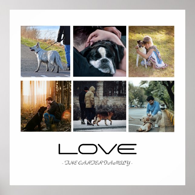 Love Dog Family Portrait Collage Design Poster (Vorne)