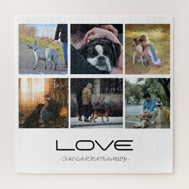 Love Dog Family Portrait Collage Design Puzzle (Vertikal)