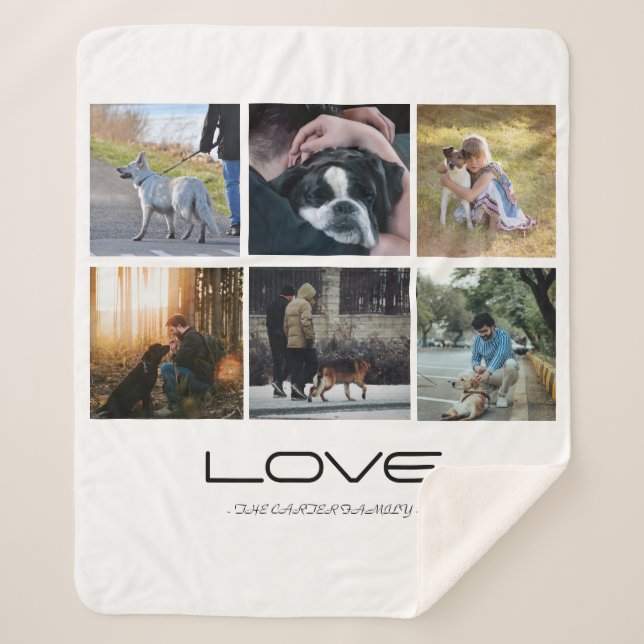 Love Dog Family Portrait Collage Design Sherpadecke (Vorderseite)