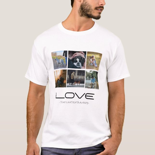 Love Dog Family Portrait Collage Design T-Shirt (Vorderseite)