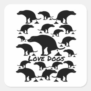 Love Dogs Quadratischer Aufkleber