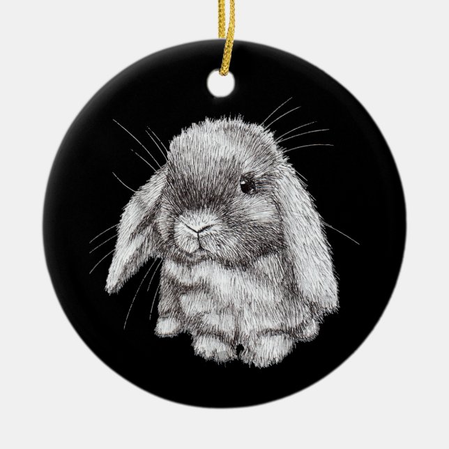 Love Eared Bunny Rabbit Sketch Mens Womens Childre Keramik Ornament (Vorne)