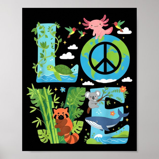 Love earth day 2026 animal lovers environmental me poster (Vorne)
