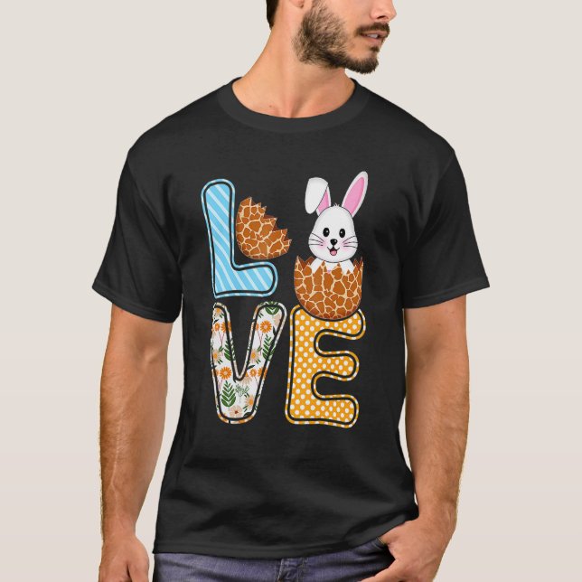 Love Easter Bunny Egg Giraffe Print Cute Bunny Kid T-Shirt (Vorderseite)