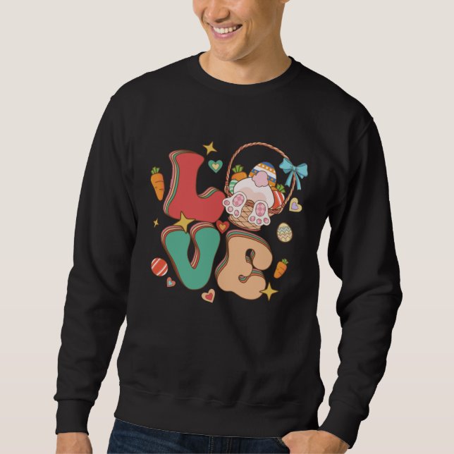 Love Easter Groovy Bunny Retro Groovy Easter Day Sweatshirt (Vorderseite)