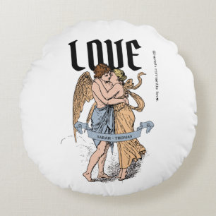 Love Embrace – Romantische Paar-Illustration Rundes Kissen