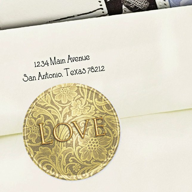 Love Envelope Seal Gold Runder Aufkleber (Von Creator hochgeladen)