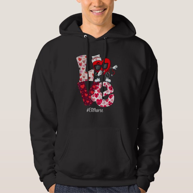 LOVE ER Emergency Nurse Valentine Day Dabbing Hear Hoodie (Vorderseite)