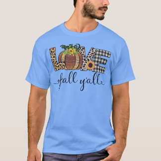 Love Fall YAll Fall Autumn Season Leopard Pumpkin T-Shirt