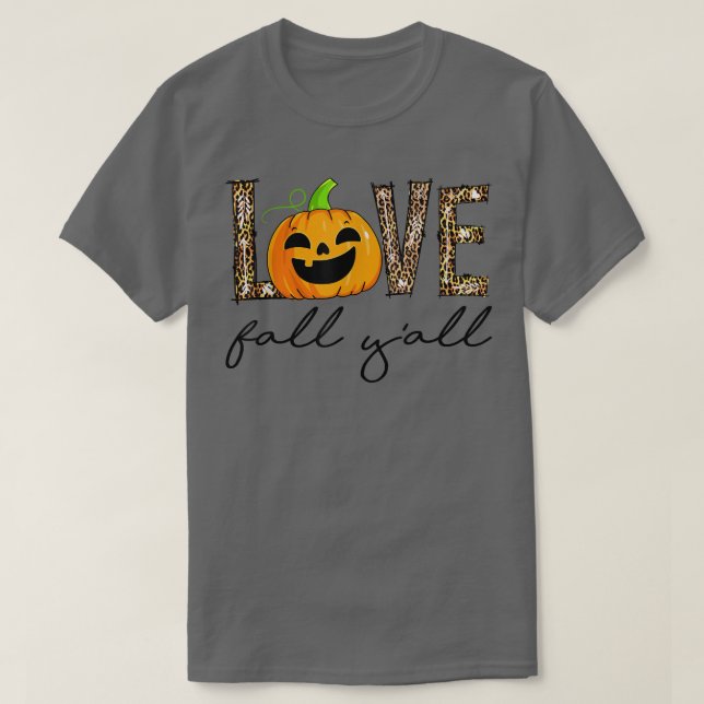 Love Fall Y'All Leopard Pumpkin Fall  T-Shirt (Design vorne)