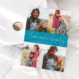 Love Family Aqua Peach Valentinstag Foto Feiertagskarte