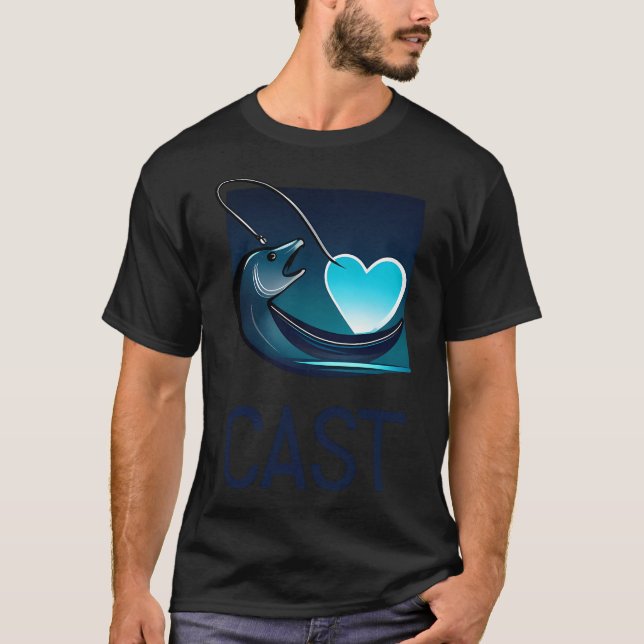 Love Fishing Hook Heart Tee – Geschenk für Angler  (Vorderseite)