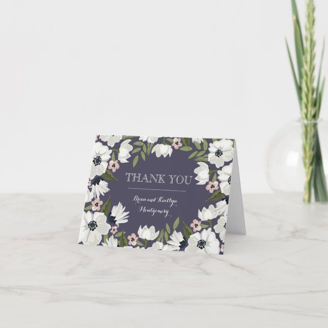 Love floral Dankeschön Note Card - lila Dankeskarte (Vorderseite)
