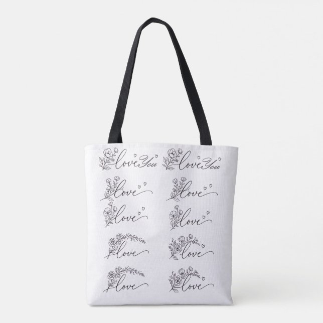 Love & Floral Line Art in 5 set tote bag (Rückseite)