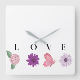 Love Floral Romantic Valentine’s Gift, Home Décor Quadratische Wanduhr