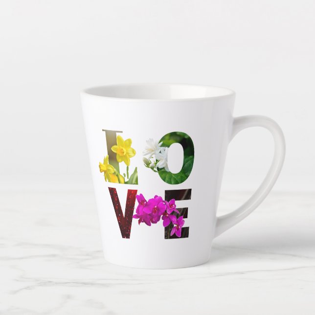 LOVE Floral Typography  Milchtasse (Rechts)