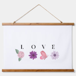 LOVE Floral Wall Art – Romantic Botanical Print Wandteppich Mit Holzrahmen