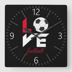 Love football quadratische wanduhr