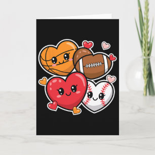 Love Footll Sketll Valentinstag Jungen und Männer Karte