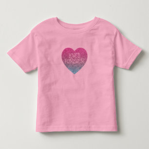Love Forever Sequin Heart Modern Girls T - Shirt