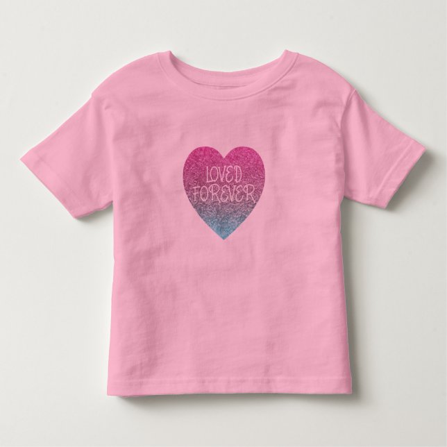 Love Forever Sequin Heart Modern Girls T - Shirt (Vorderseite)
