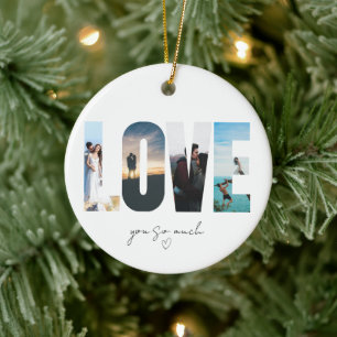 LOVE Foto-Collage Weihnachten Keramik Ornament