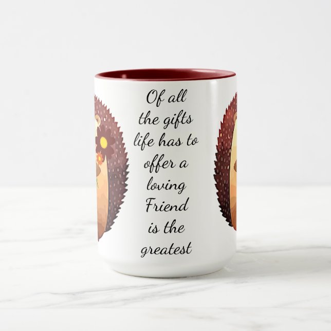 Love Friend Inspiration Niedlicher Igel Tasse (Zentrum)