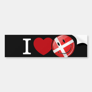 Love From Denmark Smiling Flag Autoaufkleber