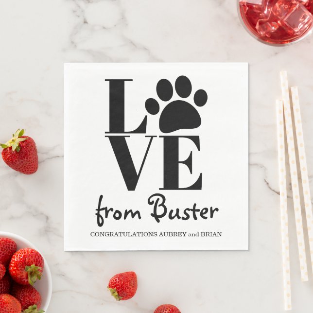 Love from your Dog Wedding Serviette (Beispiel)