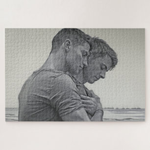 Love Gay Couple - Charcoal Sketch - Puzzle