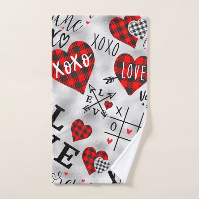 Love Gift Pattern, Xoxo, Love, Valentine's Decor Handtuch (Handtuch)