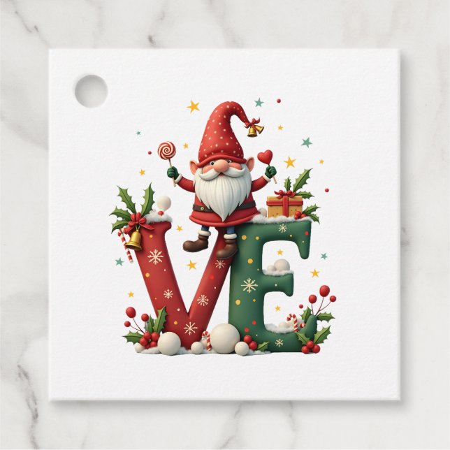 LOVE Gnome Christmas Geschenkanhänger (Vorderseite)