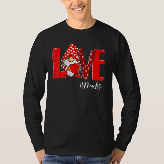 Love Gnome Nurse Valentines Day T-Shirt (Vorderseite)