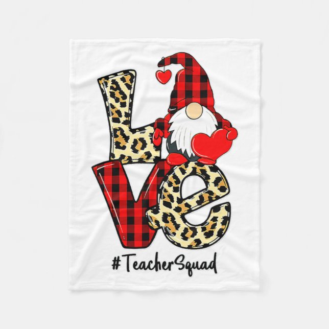 Love Gnome Teacher Squad Happy Valentine Gnome Tea Fleecedecke (Vorderseite)