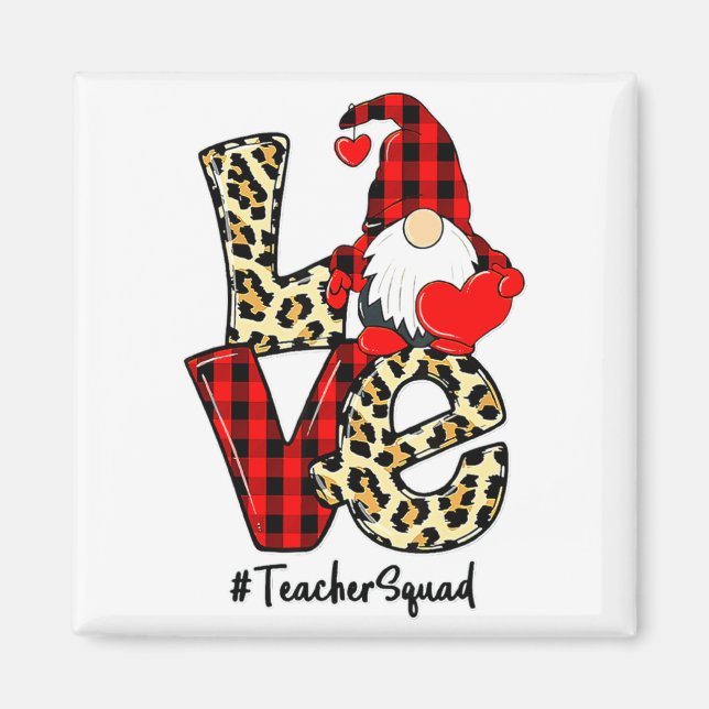 Love Gnome Teacher Squad Happy Valentine Gnome Tea Magnet (Vorne)