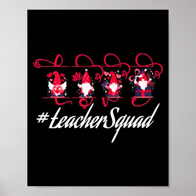 Love Gnome Teacher Squad Happy Valentine Gnome Tea Poster (Vorne)