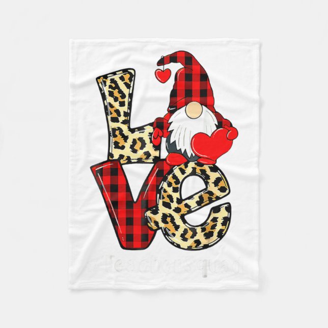 Love Gnome Teacher Squad Valentines Day Teacher St Fleecedecke (Vorderseite)