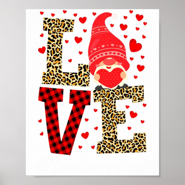 Love Gnome Teacher Squad Valentines Day Teacher St Poster (Vorne)