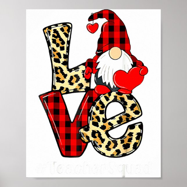 Love Gnome Teacher Squad Valentines Day Teacher St Poster (Vorne)