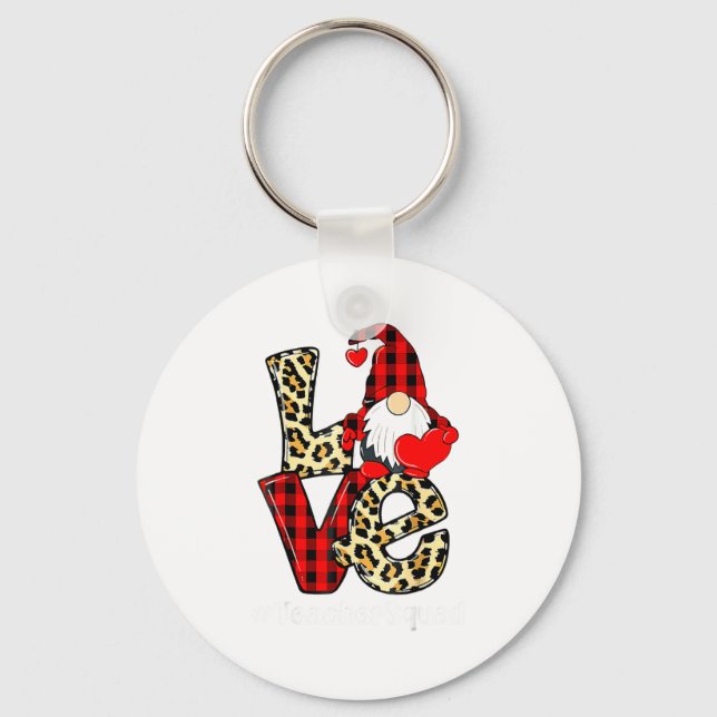 Love Gnome Teacher Squad Valentines Day Teacher St Schlüsselanhänger (Vorderseite)