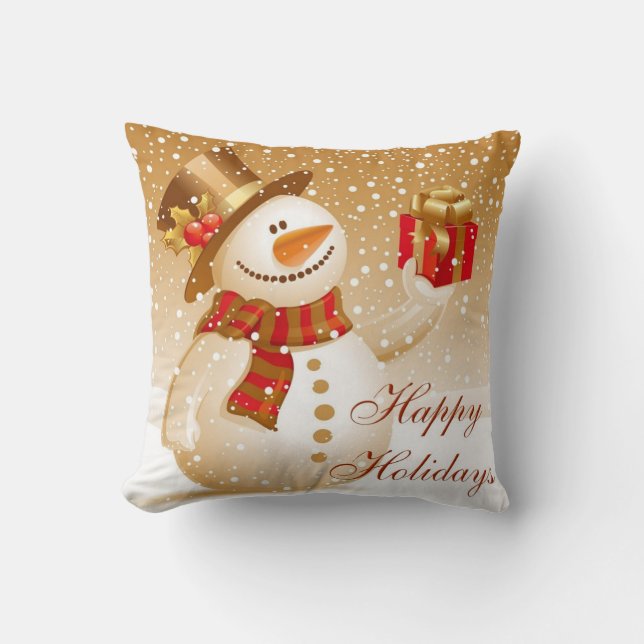 Love Gold Christmas Snowman Kissen (Vorderseite)