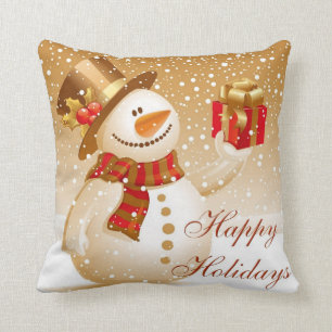 Love Gold Christmas Snowman Kissen