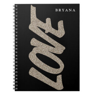 LOVE Gold Glitter Glanz Modernes Notizbuch Notizblock