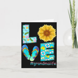 LOVE Grandma Life Flip Flops Hippie Sunflower Karte