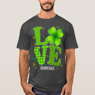 Love Grandmother Green Plaid Leopard Patricks Day  T-Shirt