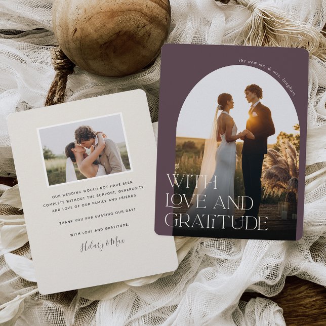 Love & Gratitude | Arch Photo Wedding Dankeskarte (Von Creator hochgeladen)
