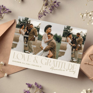 Love & Gratitude Cream Hochzeit Multi Foto Dankeskarte