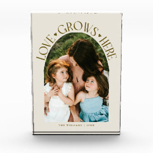 Love Grows Here Moderne Bogen-Creme Fotoblock