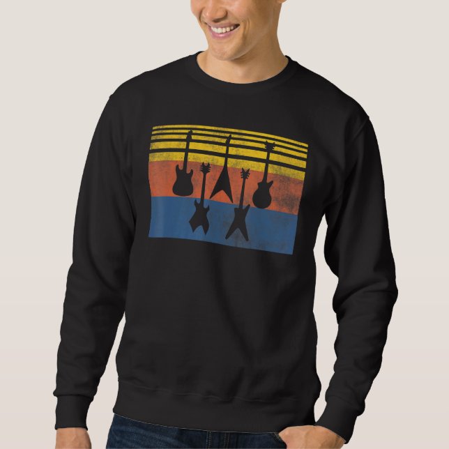 Love Guitar Different Guitars Retro Guitar Player Sweatshirt (Vorderseite)