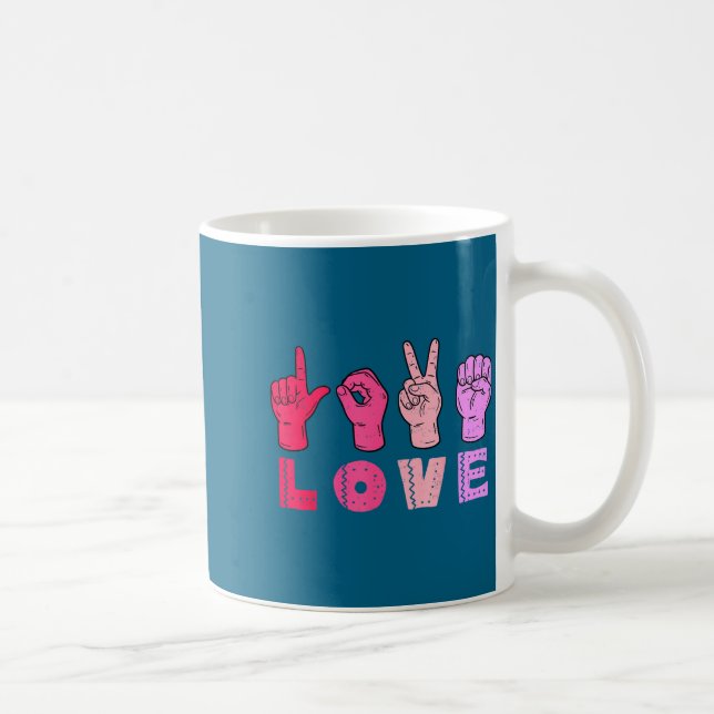 Love Hand Sign Language Asl Valentines Day Men Wom Kaffeetasse (Rechts)